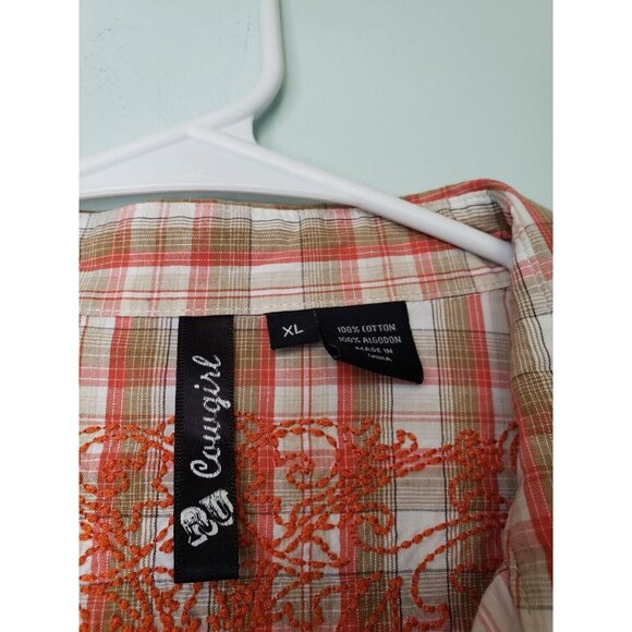 Sherry Cervi RU Cowgirl Womens XL Shirt Pearl Snap Plaid Embroidered Western - Picture 5 of 5